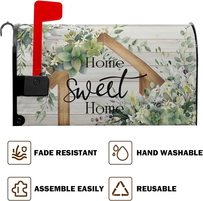 Welcome Spring Leaves Floral Mailbox Covers Magnetic Standard Size Spring - Image 6