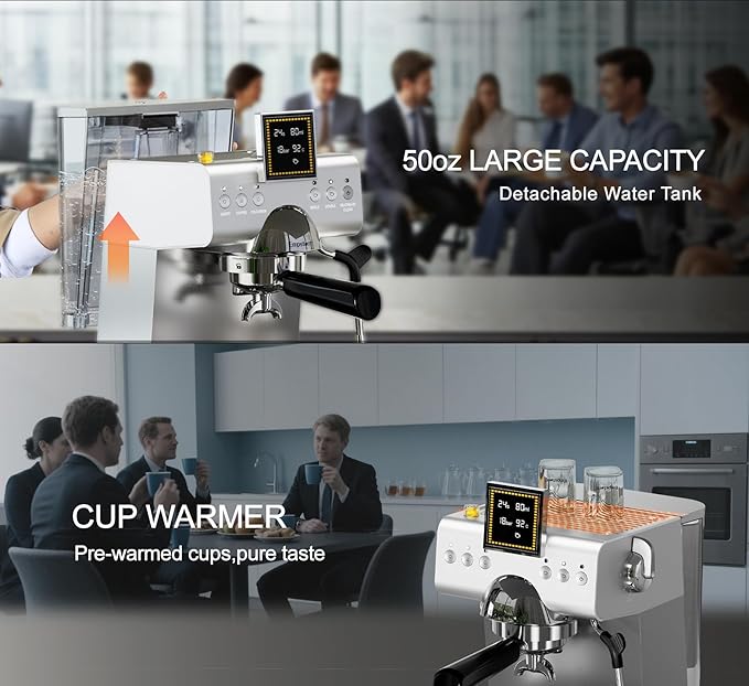 Espresso Machine 20 Bar with Steam Milk Frother, Stainless Steel Espresso maker with LED Display | Cold Brew & Hot Coffee Maker, Professional Cappuccino Expresso Machine for Home and Office-DeskLoop Office