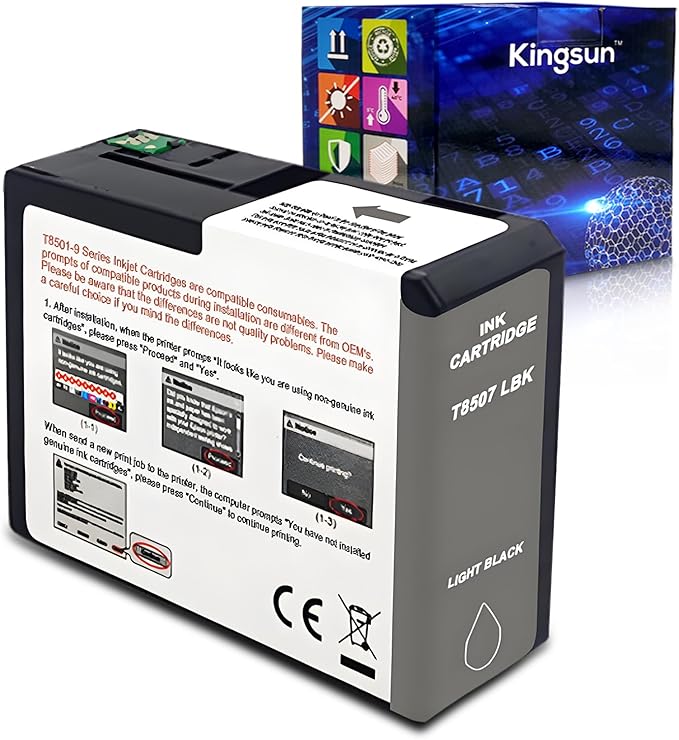 T850 Ink Cartridge T8507 T850700 Remanufactured Work for SureColor P800 (1-Pack, Light Black)-DeskLoop Office