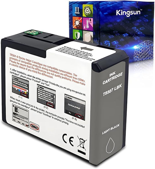 T850 Ink Cartridge T8507 T850700 Remanufactured Work for SureColor P800 (1-Pack, Light Black)-DeskLoop Office