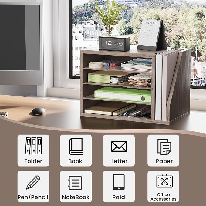 Creso hom Mail Sorter, File Organizer Desktop, Wood Desk Organizer - Image 5