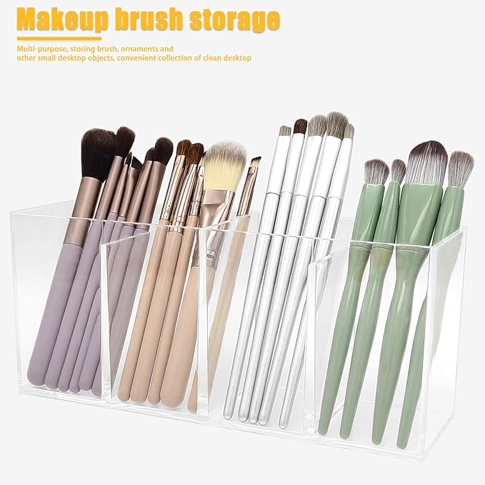 Clear Makeup Brush Organizer, Acrylic Cosmetic Brushes Storage Holder - Image 2