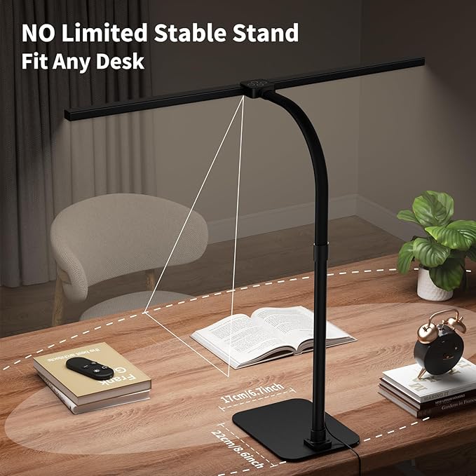 Desk Lamp Architect Task Dual Head Modern Flexible Gooseneck Tall Dimmable Light for Home Office, 5 Color Modes,Remote Control, 1500lm 24W Extra Bright Lighting-DeskLoop Office