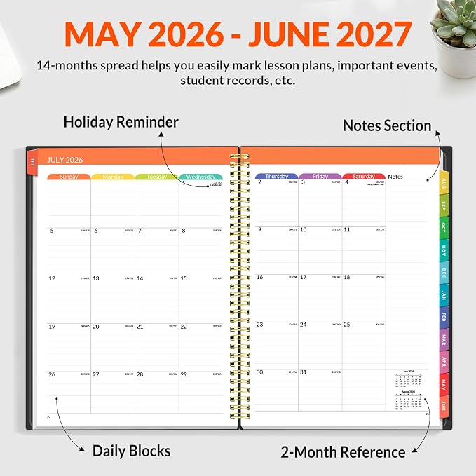 SUNEE Teacher Planner 2026-2027 Academic Year, Lite Lesson Planner Book - Image 3