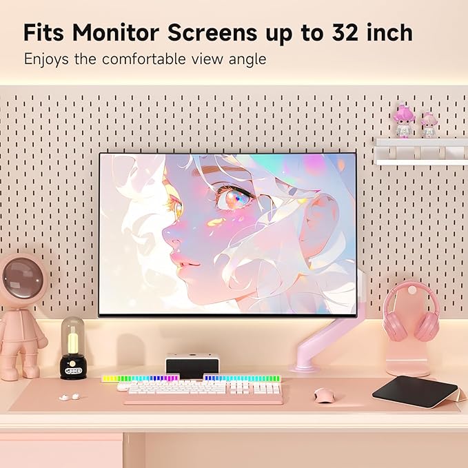 Suptek Monitor Mount Gas Spring Monitor Arm Desk Mount Fully Adjustable Fits 17-32 inch Monitors Weight Capacity up to 22 lbs,Pink(MD8PINK)-DeskLoop Office