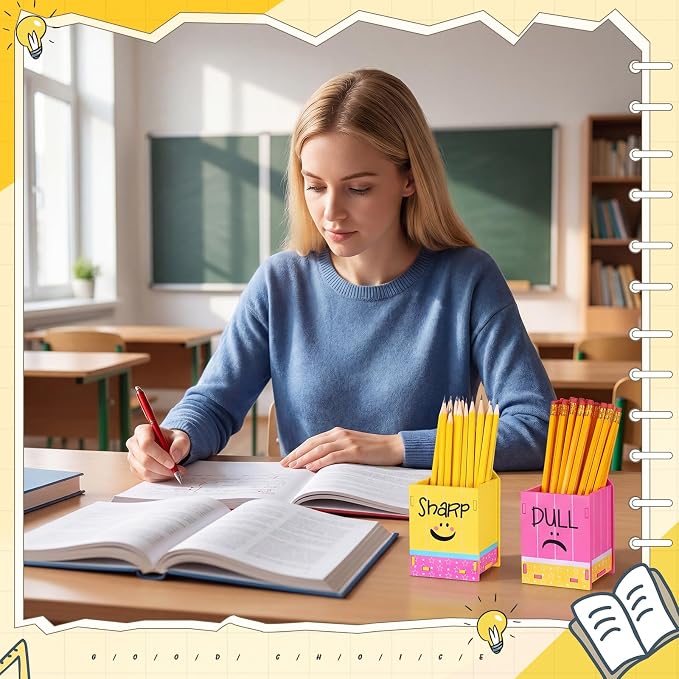 DoubleFill 2 Pcs Pencil Shaped Holder Sharp Dull Holder Wooden Dispenser Pencil - Image 6