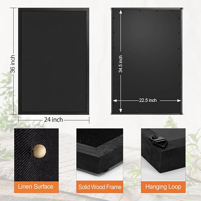 Miratino Large Bulletin Board, 36 "x 24" Black Cork Boards for Walls with Frame, Pin Display Board Vision Board for Home School Office Decor-DeskLoop Office
