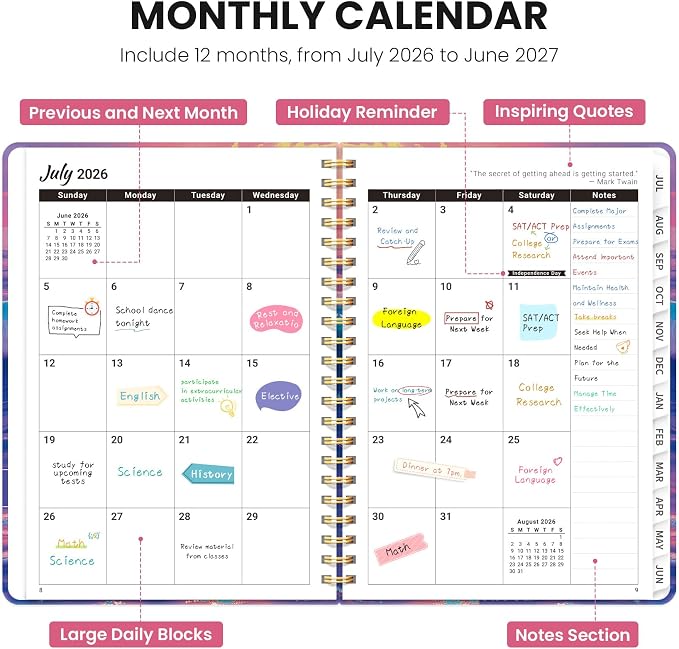 Planner 2026-2027, Hardcover Monthly and Weekly Academic Planner July 2026 - Image 2