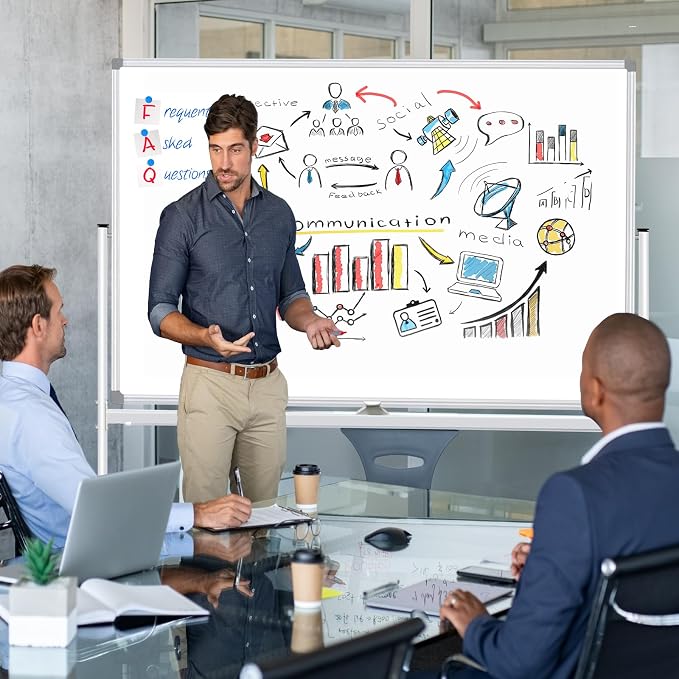 BSTPCOO Double Sided Rolling Whiteboard 60 x 48 inch, Large Mobile Whiteboard - Image 7