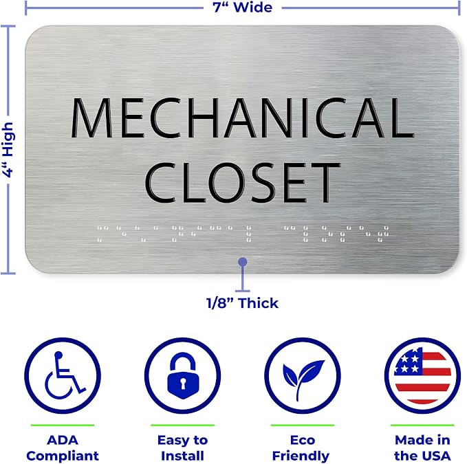 ADASigns Mechanical Closet Sign 7" W x 4" H - Image 3