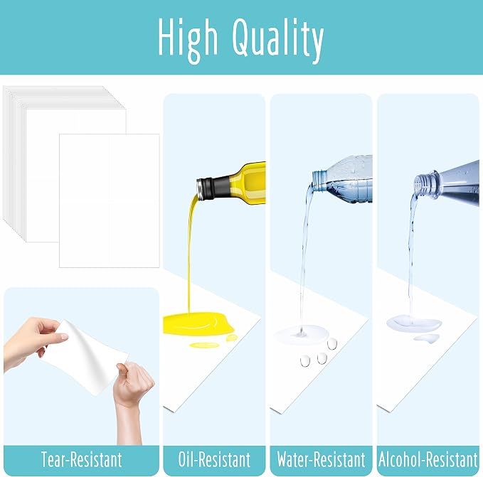 80 Large Size Removable Customizable Blank Labels, Water/Oil/Tear Resistant - Image 2