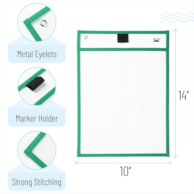 Mr. Pen- Reusable Dry Erase Pocket Sleeves, 6 Pack, Colorful | Clear Plastic - Image 3
