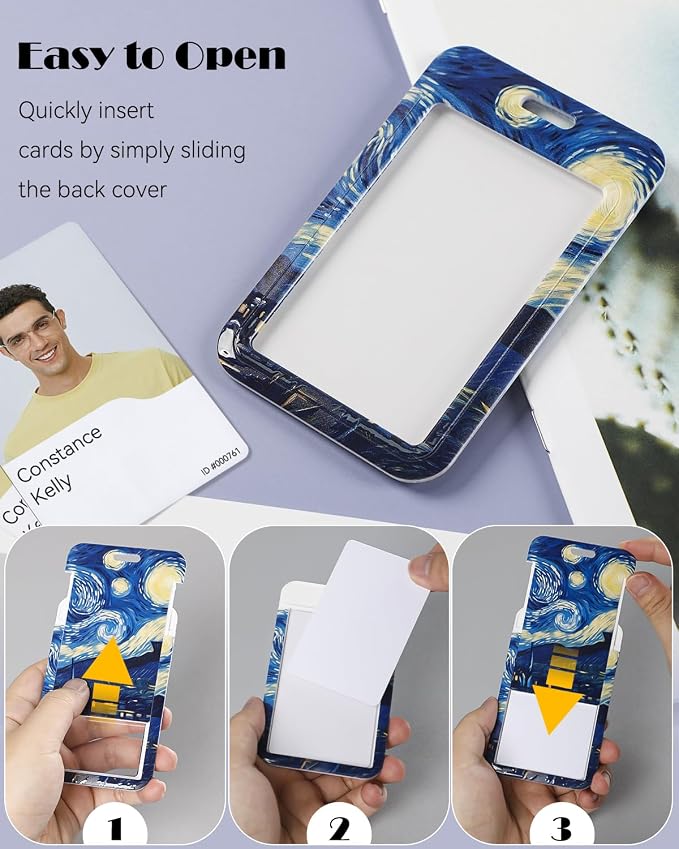 Uniclife Fashionable Sliding Badge Holder Starry Night Plastic Card Holder - Image 3