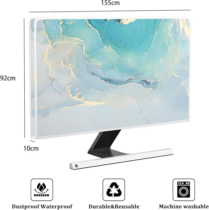 Baocicco Blue Green Marble TV Display Screen Cover 65 Inch Creative Anti-Static - Image 2