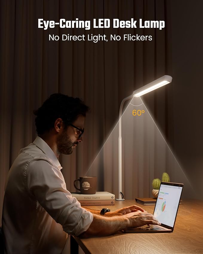 SUPERDANNY Eye-Caring LED Desk Lamp 360° Flexible Gooseneck Work Lamp - Image 2