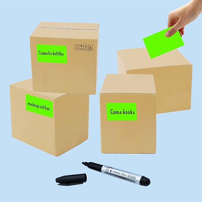 PARLAIM 3 x 5 inch Rectangle Sticker Labels, Fluorescent Green - Image 5