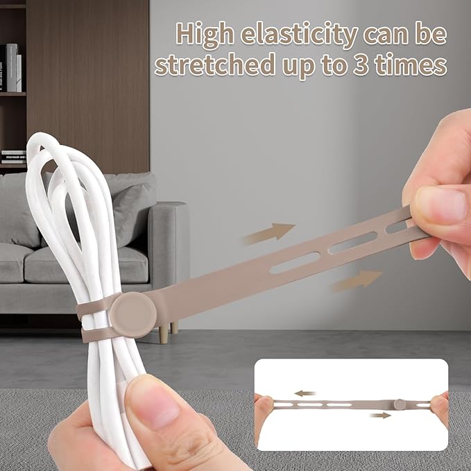 Oligei 25 Pcs Silicone Cable Ties, Cable Ties Reusable, High Elasticity Cord - Image 3