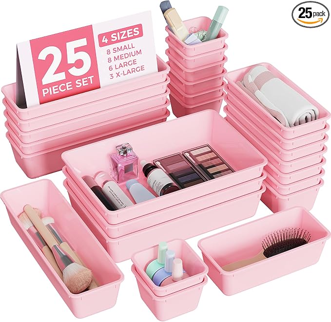 BiuLeon 25 PCS Plastic Drawer Organizers Set, 4-Sizes Vanity and Makeup by Unknown