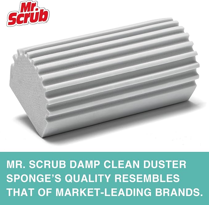 Damp Dusting Sponge Duster, 2 Pack Grey Dust Cleaning Sponge, Reusable - Image 2