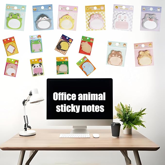 32 Pads Cute Sticky Notes, Animal Sticky Notes Self Adhesive Cartoon Notes Memo - Image 4