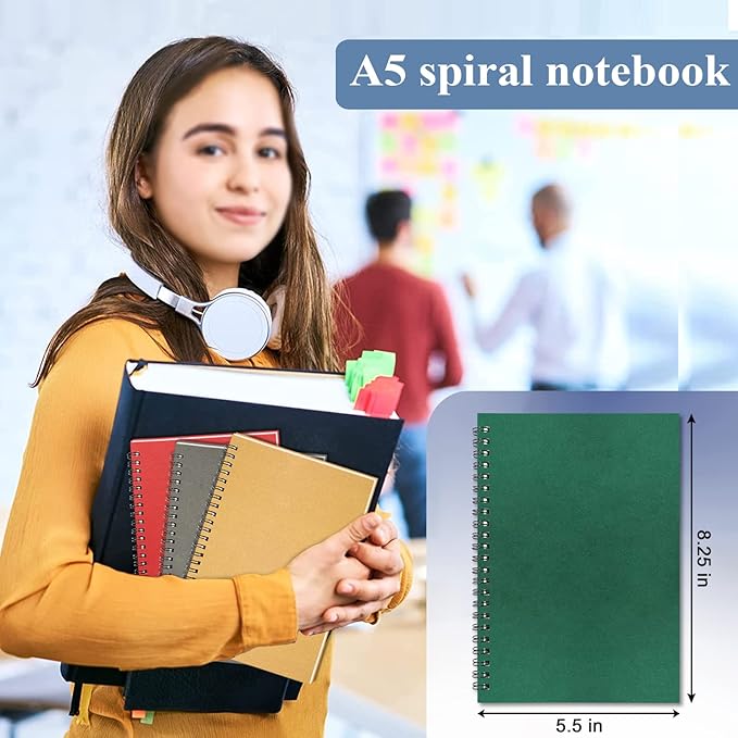 GINMLYDA Small Spiral Notebook 12Pack, 120 Lined Pages 8.25x5.50 Inches Spiral Journal Kraft Cover Notebooks & Writing Pads for School Home Office Aesthetic Sketch Drawing Note-DeskLoop Office