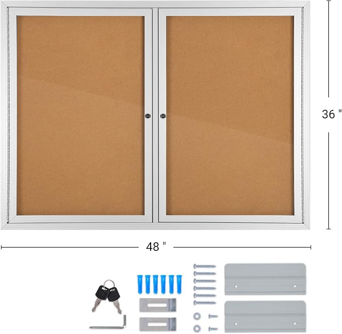 INNOVART Enclosed Bulletin Board 48”x36”, Lockable Cork Noticeboard - Image 2