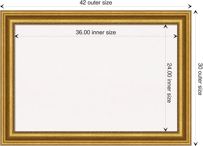 Amanti Art White Cork Board for Wall, 30x42 Vision Board with Gold Frame, Large Corkboard Office Decor for Home Organization, Traditional Corkboard Pinboard to display items for home organization-DeskLoop Office