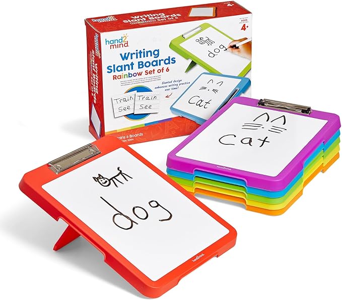 hand2mind Rainbow Writing Slant Boards, Desktop Whiteboard Clipboards, Reusable by hand2mind
