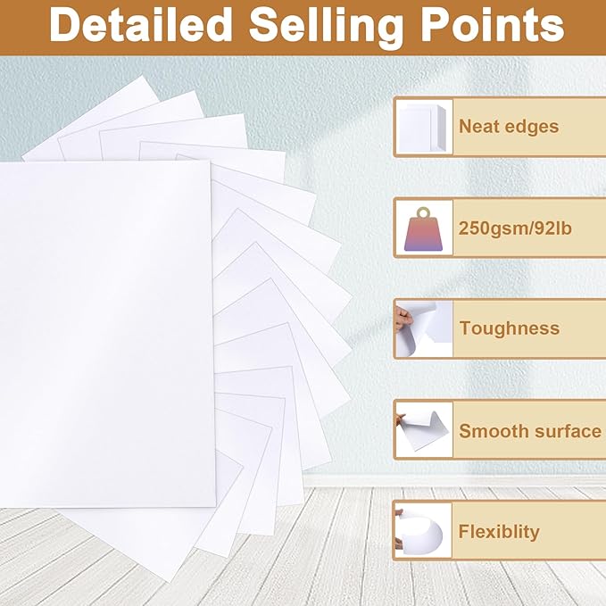 120 Sheets White Shimmer Cardstock 8.5 x 11 Heavyweight Paper, 250gsm/92lb Thick Card Stock Printer Paper for Making Cards, Greeting Cards, School Crafts, Wedding Invitations, Menus-DeskLoop Office