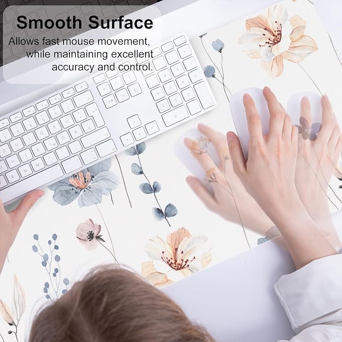 QIYI Large Mouse Pad, Floral Desk Mat - Image 4