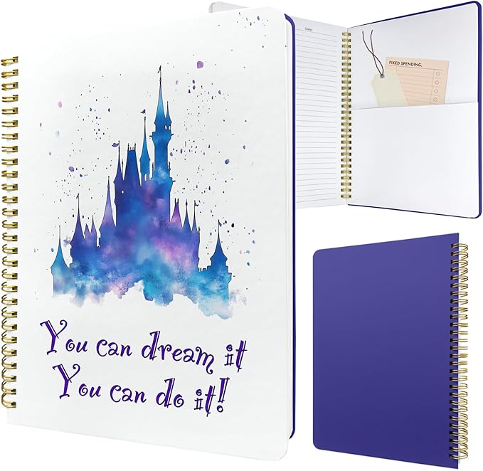 Cute Spiral Notebook journal B5 Aesthetic Pretty Design for Women Girls Kawaii with Pocket, 10 x 7.2 inch, Lined, Dream Castle-DeskLoop Office