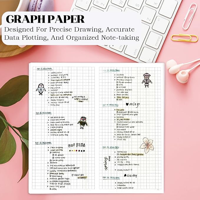 Travelers Notebook Inserts, Small Graph Paper Sketchbook, Standard Regular TN - Image 4