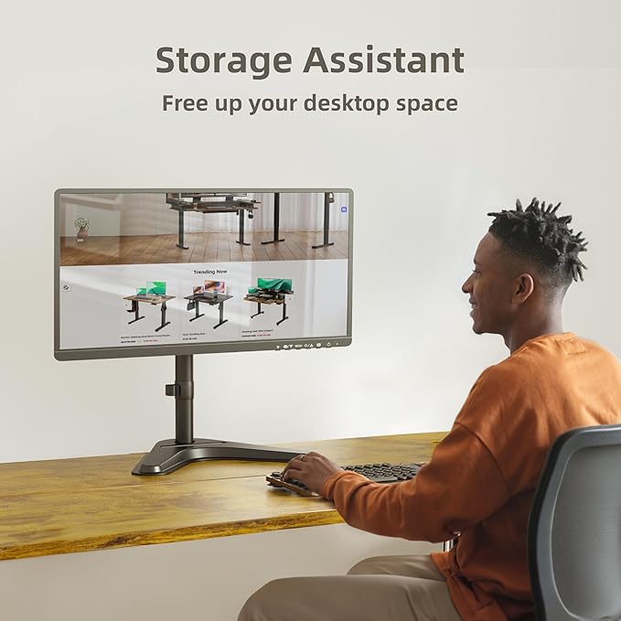 Claiks Monitor Mount, Ergonomic Adjustable Monitor Stand for Max 32 inch Screens, Adjustable Stand up to 20 lbs, VESA Mounting Holes 75&100mm, Black-DeskLoop Office