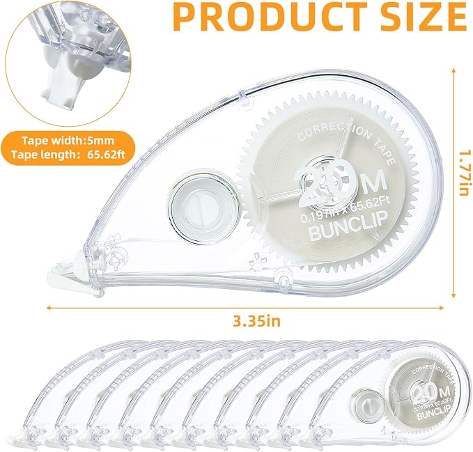White Correction Tape, 10 Pack 65.62ft Strong Covering Instant Fixc | 0.197 - Image 2