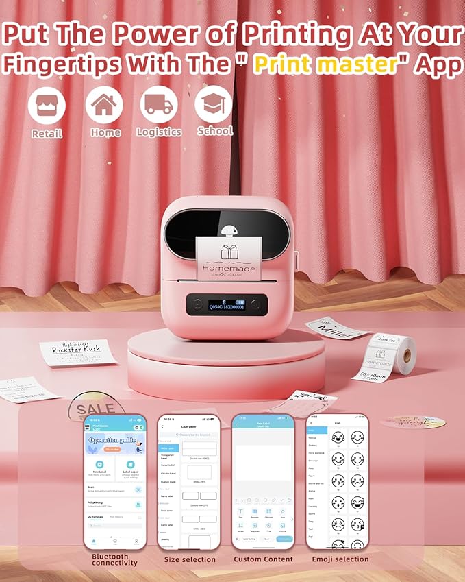 Phomemo M220 Bluetooth Label Maker Machine,Label Printer for Small Business, Office, Home & School, Portable Label Maker with 200+ Templates,100+ Fonts,1000+ Icons, Compatible with Phone, PC-DeskLoop Office