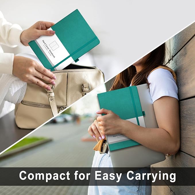 AHGXG Bullet Dotted Journal - 320 Numbered Pages Dot Grid Notebook A5 Thick Journal, 100gsm Thick Dotted Paper, Leather Hardcover,Inner Pocket, 5.75'' × 8.38'' - Cyan-DeskLoop Office