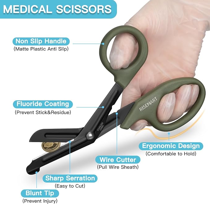 Trauma Shears - RISEMART Medical Scissors Bandage Scissors - Image 2