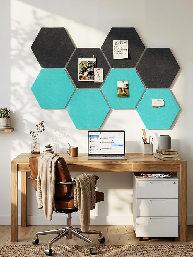 8 Pack Hexagon Felt Bulletin Board Tiles - Image 9