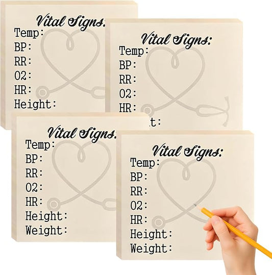 4 Pack Nurse Sticky Notes for Vital Signs – Daily Monitoring Notepad, Patient by Unknown