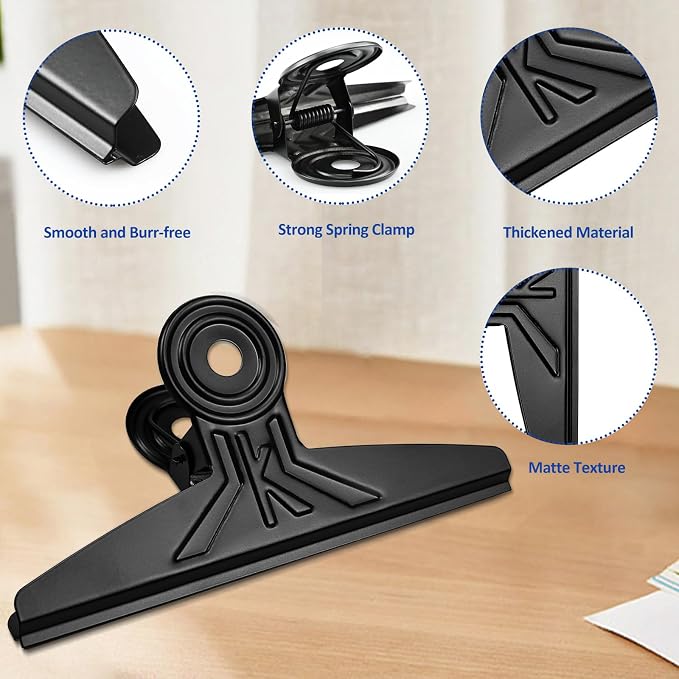 3 Pack Extra Large Bulldog Clips 7.9 Inches Jumbo Bull Binder Paper Clip Clamps - Image 3