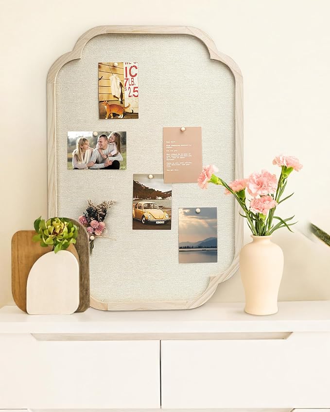 Modern Scalloped Pinboard, Natural Wood, Decorative Pin Board - Image 4