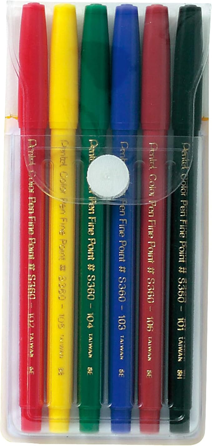 Pentel Arts Color Pen, 6 Color Set - Image 2