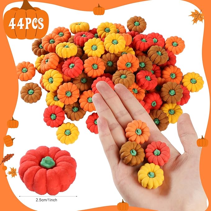 44Pcs 3D Pumpkin Erasers Bulk, Halloween Fall Mini Erasers for Student Classroom Prizes, Game Reward,Treasure Box,Trick or Treats, Goody Bag Filler,Party Favors (44PCS)-DeskLoop Office