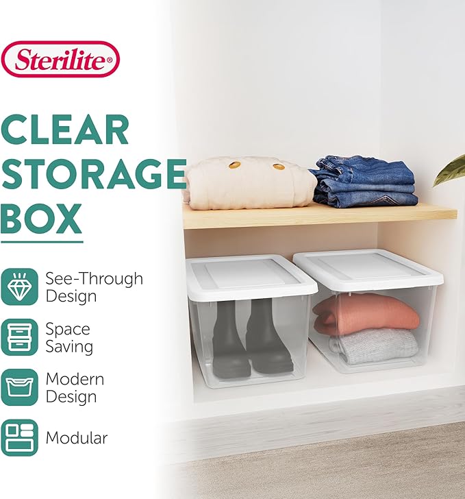 Sterilite 16 Pack Storage Box, 20 Quart Stackable Tote - Image 2