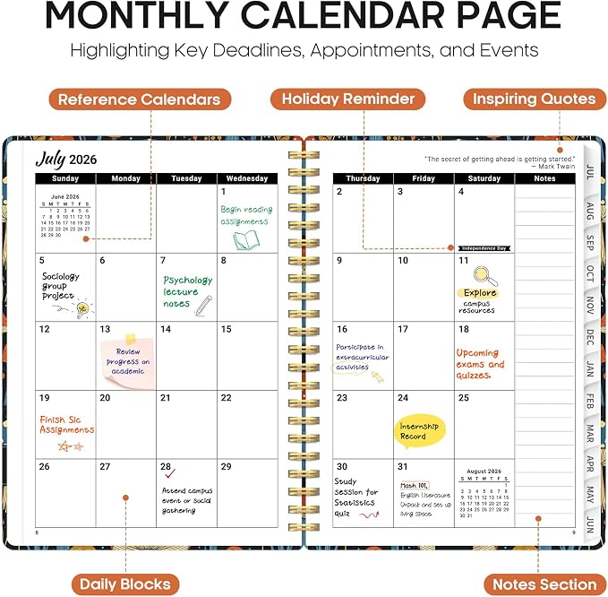 Planner 2026-2027, Academic Year Monthly and Weekly Calendar Planner, Jul 2026 - Image 2