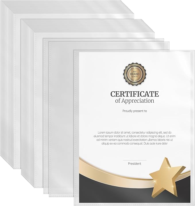 VOKOY 200 Pack No Holes Sheet Protectors, 8.5" x 11", Letter Size Heavy Duty by VOKOY