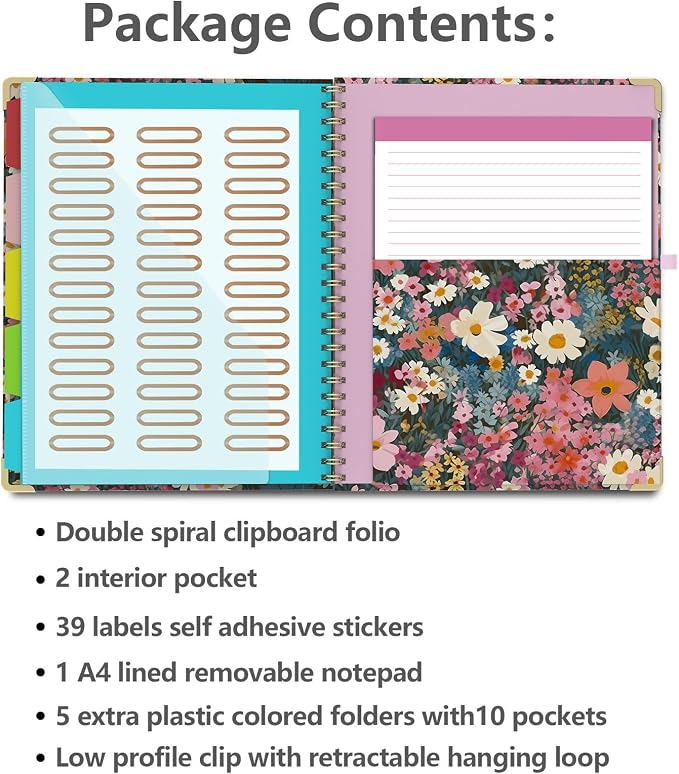 Clipboard Folio with Notepad for Letter Size, 5 Extra Folders with Storage 10 - Image 2