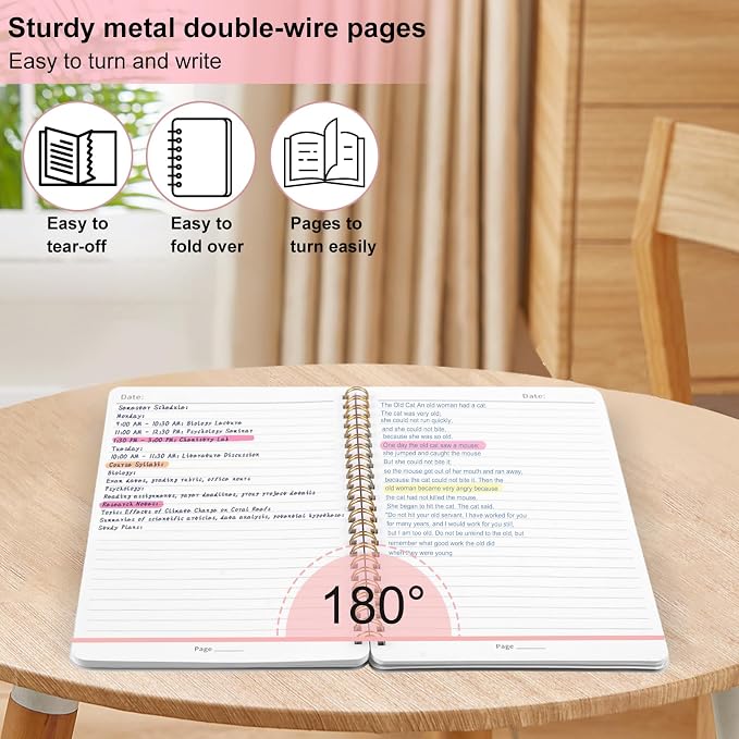 Utron Spiral Notebook For Women & Men, 5.9 x 8.3” College Ruled Notebook For - Image 5