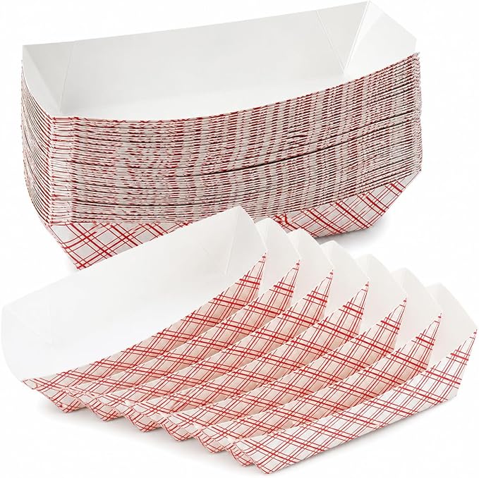 Mr Miracle 7 Inch Paper Hot Dog Tray in Red White Pattern. Pack of 250. - Image 9