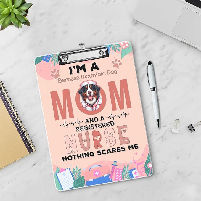 I'm a Bernese Mountain Dog Mom and a Registered Nurse Nothing Scares Me Acrylic - Image 3